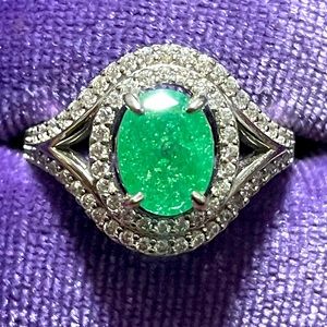 All Around Boutique AAB 925 Green Ice Crystal Sz6 NWOT